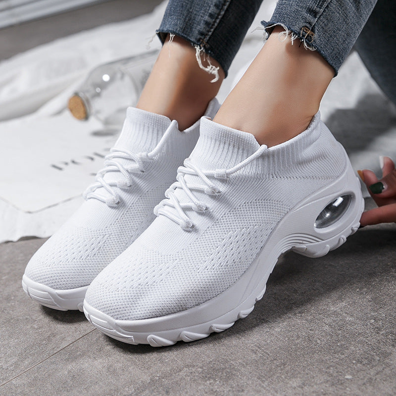 Nadia Ferris | Yellow Knit Platform Sneakers With Air Cushion Sole