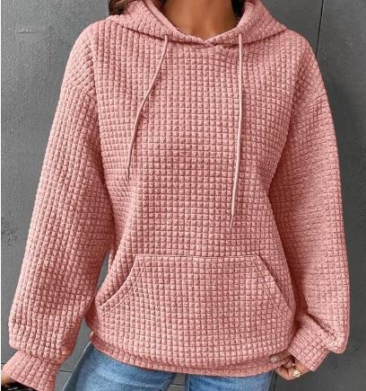 Lydia Cross | Waffle Knit Hoodie With Drawstring Detail