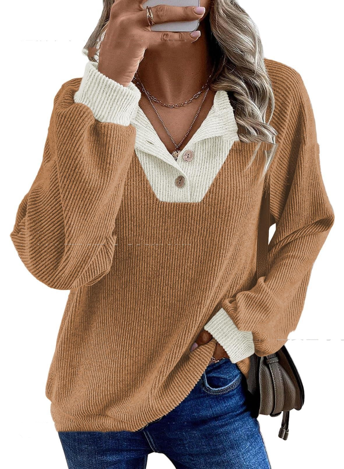 Cordelia Vance | Ribbed Knit Button-Placket Sweater