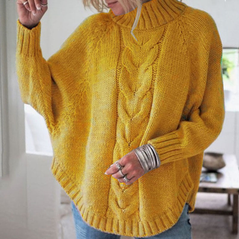 Philippa Kendrick | Cable Knit Batwing Sleeve Turtleneck Jumper