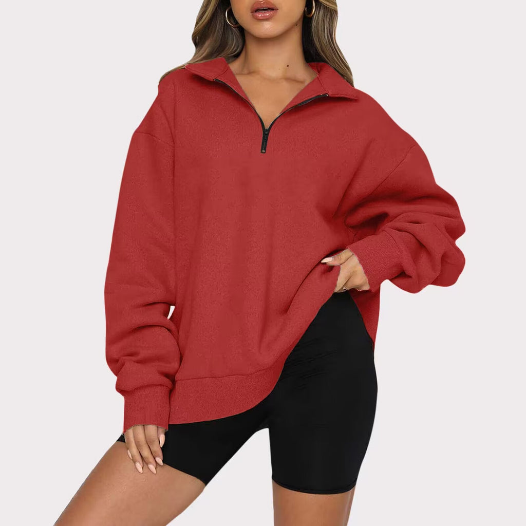 Eliza Sutcliffe | Blue Oversized Zip Collar Sweatshirt