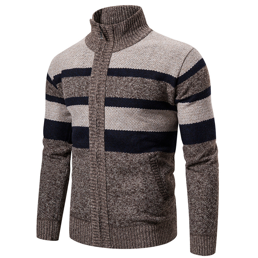 Callan Ashmore | Striped Zip-Up Sweater with Stand Collar
