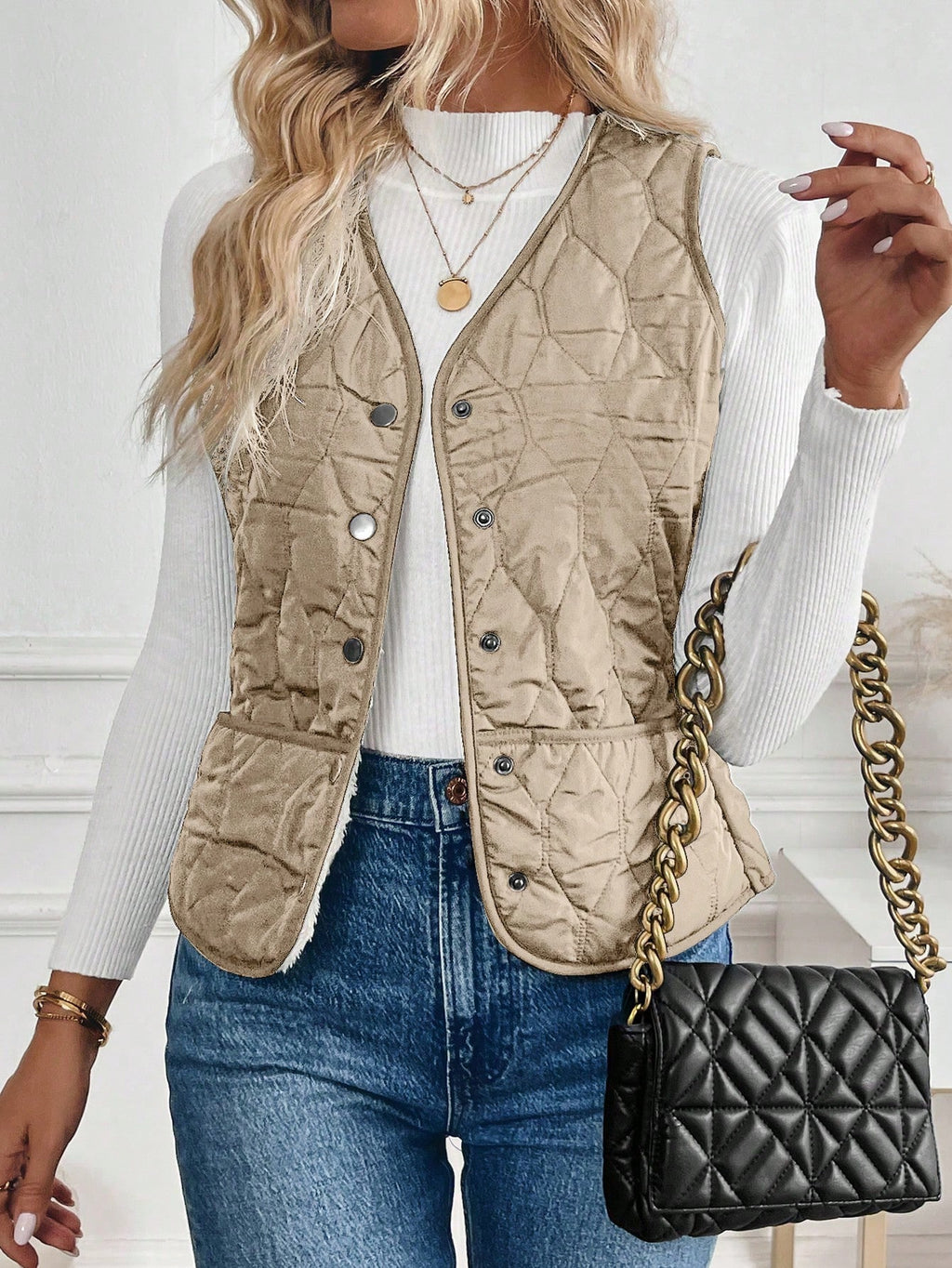 Georgia Thornton | Quilted Padded Gilet with Plush Lining