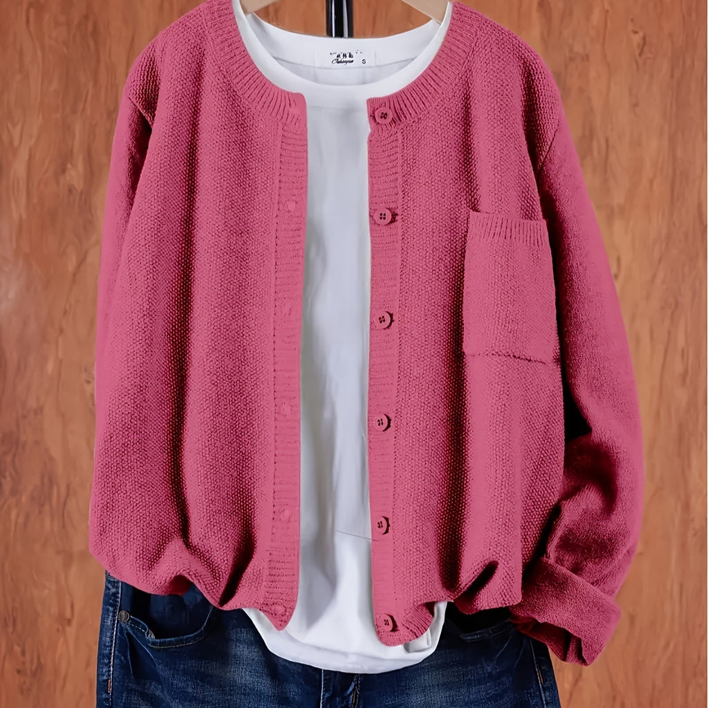 Emma Hughes | Rose Pink Knitted Crew Neck Cardigan