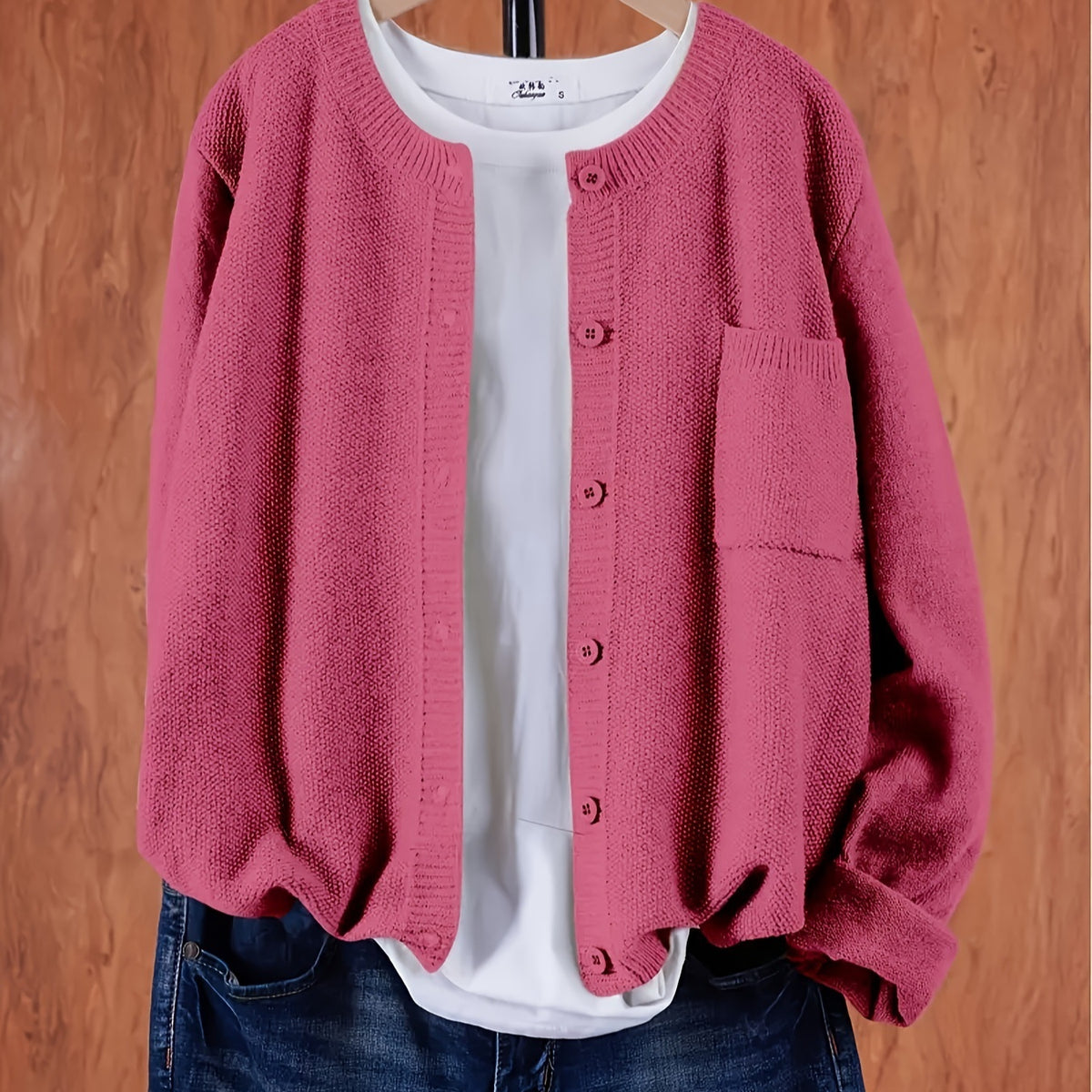 Emma Hughes | Rose Pink Knitted Crew Neck Cardigan