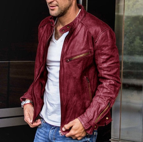 Graham Ellery | Stand Collar Leather Jacket for Men
