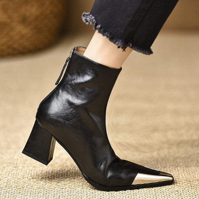 Rosalind Hartwell | Pointed-Toe Leather Ankle Boots