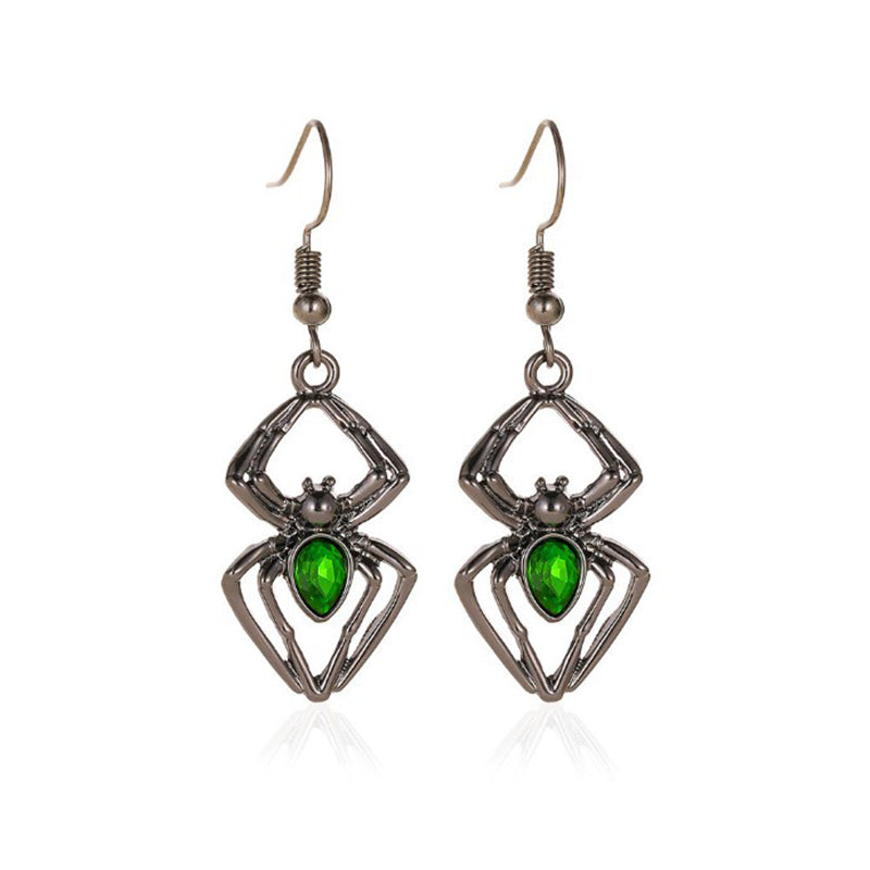 Freya Whitlock | Gothic Spider Necklace With Emerald Stone Detail