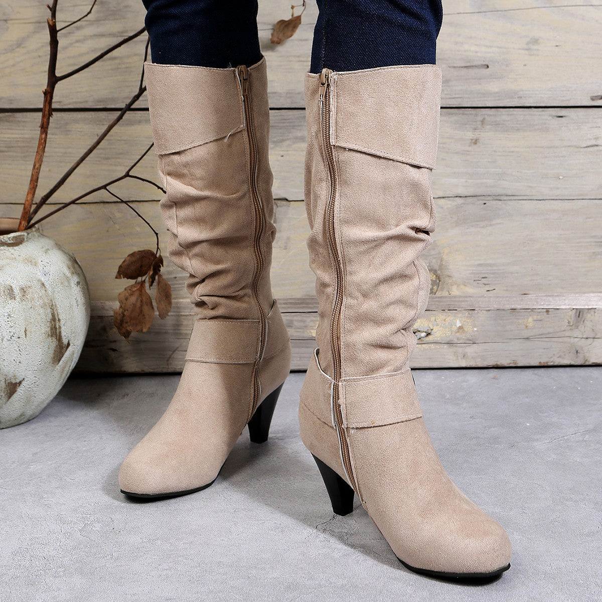 Daisy Kirkwood | Slouchy Suede Knee-High Heeled Boots