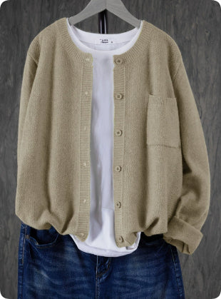 Emma Hughes | Rose Pink Knitted Crew Neck Cardigan