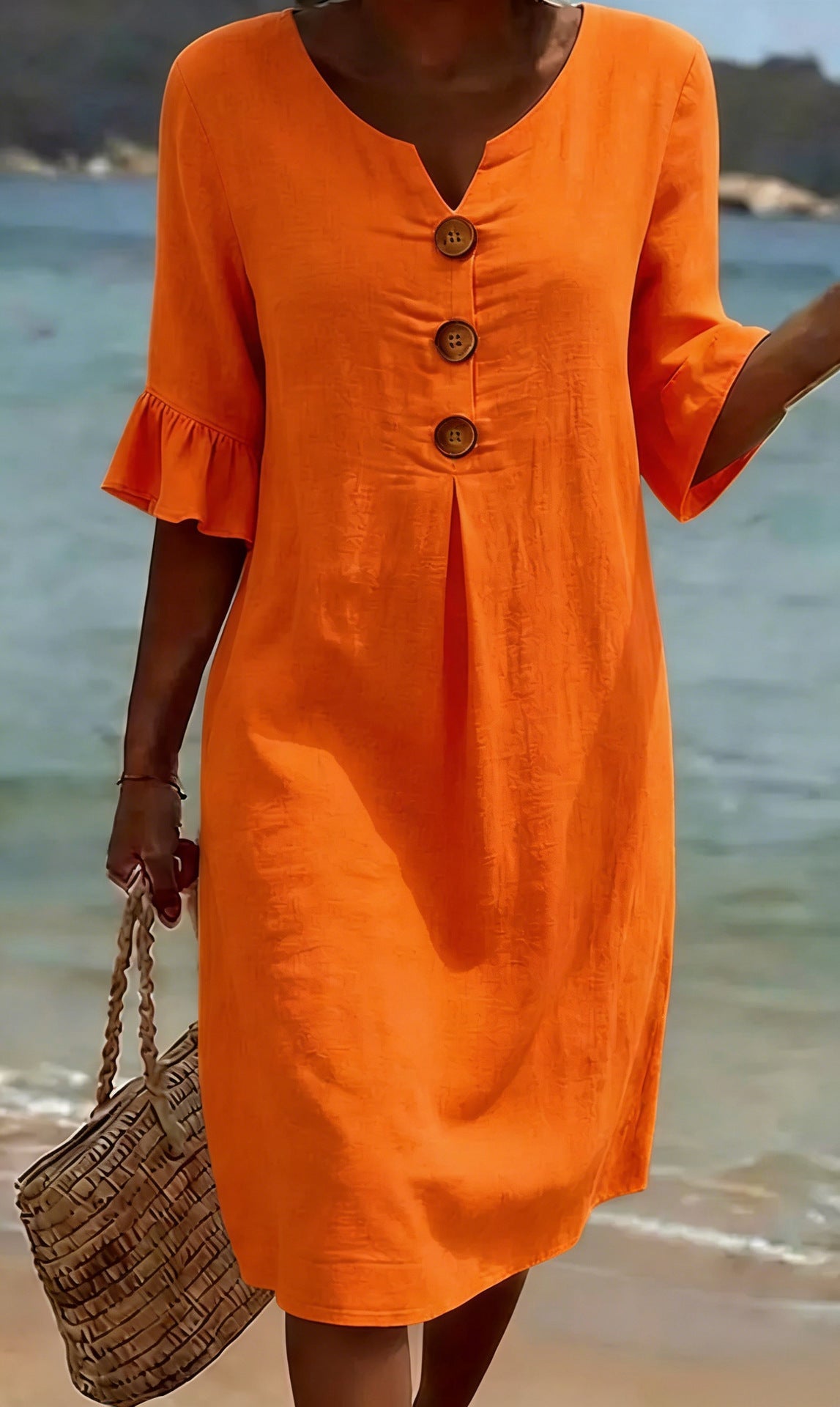 Amelia Whitmore | Casual Button Midi Dress For Women