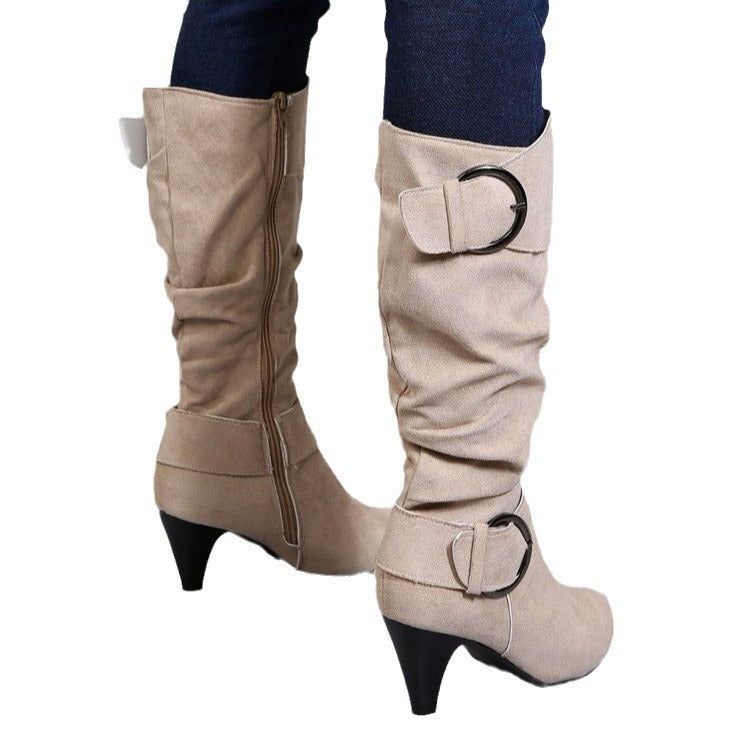 Daisy Kirkwood | Slouchy Suede Knee-High Heeled Boots