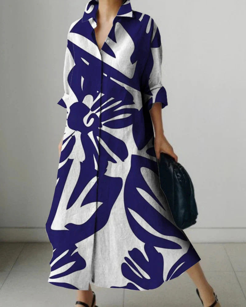 Millicent Sheridan | Floral Print Midi Shirt Dress