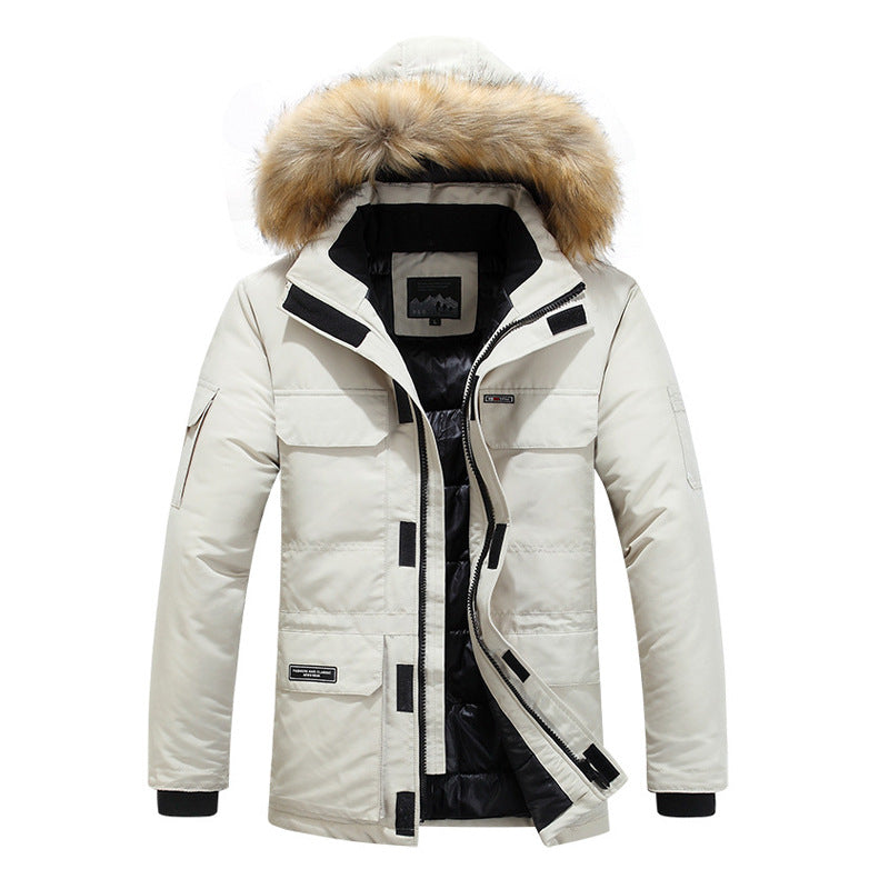 Miles Cavendish | Mustard Padded Mens Jacket With Fur-Trim Hood