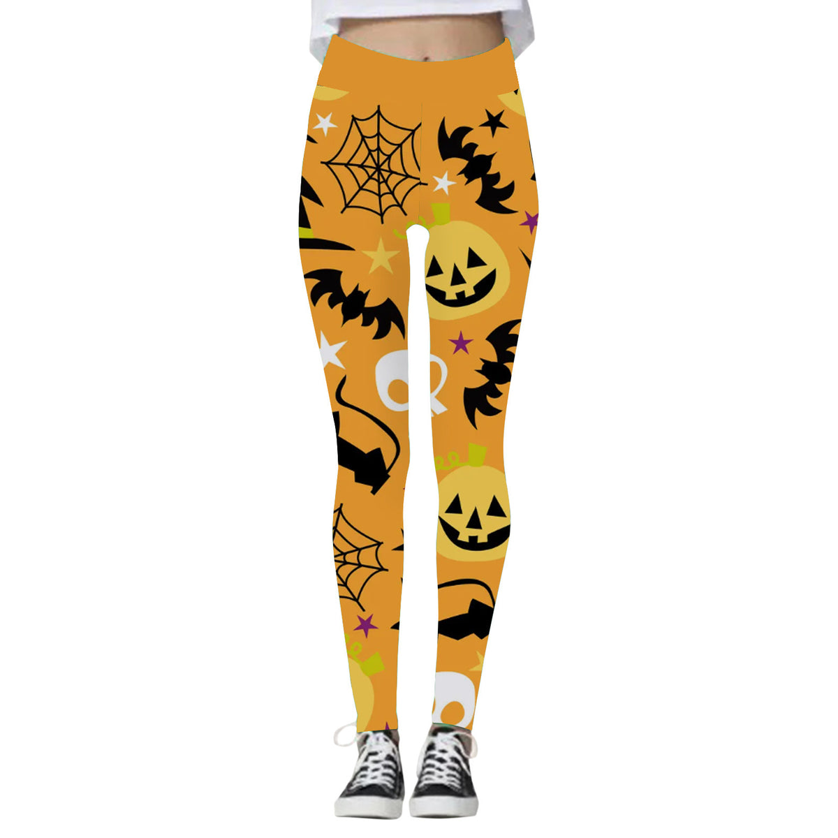 Clara Whitlock | Skull & Pumpkin Print Halloween Leggings