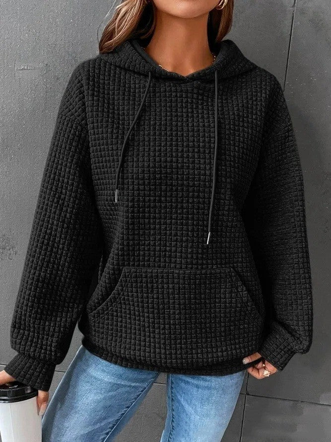Lydia Cross | Waffle Knit Hoodie With Drawstring Detail