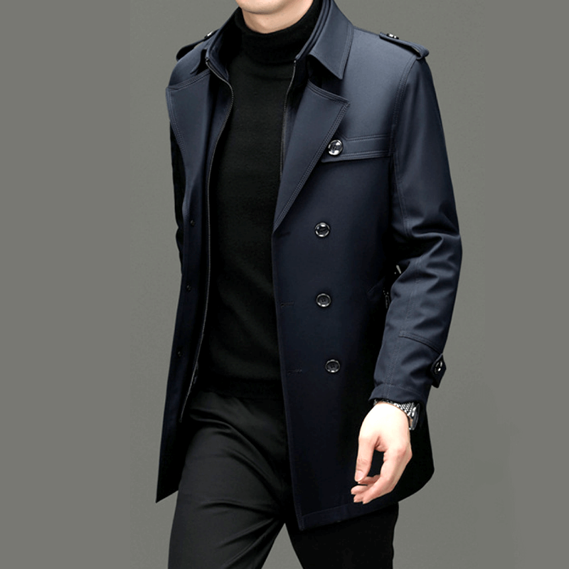Miles Kingsley | Navy Double-Breasted Trench Coat