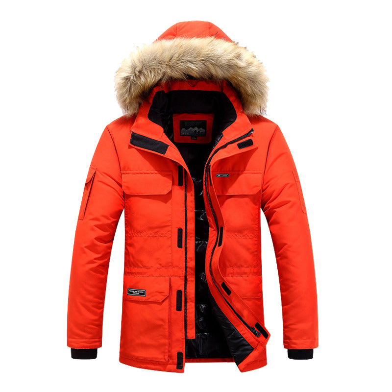 Miles Cavendish | Mustard Padded Mens Jacket With Fur-Trim Hood