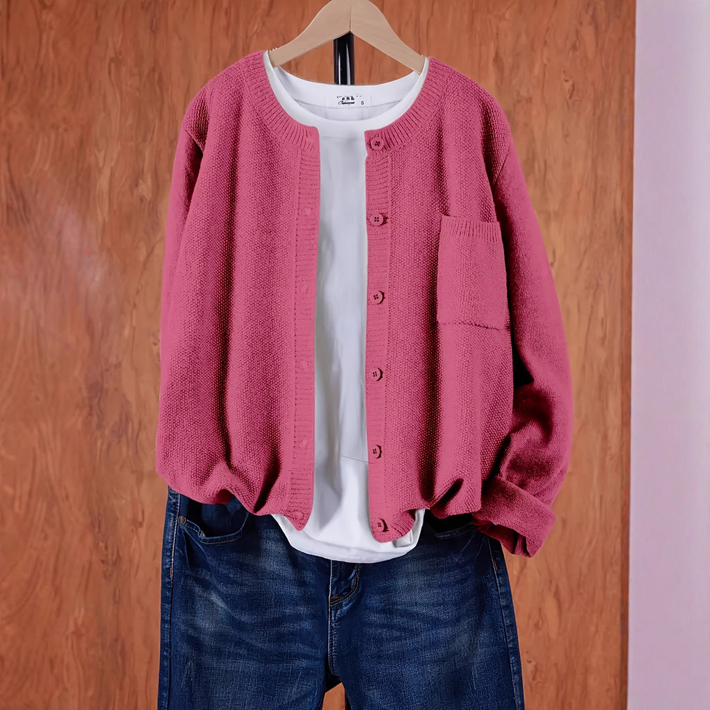 Emma Hughes | Rose Pink Knitted Crew Neck Cardigan