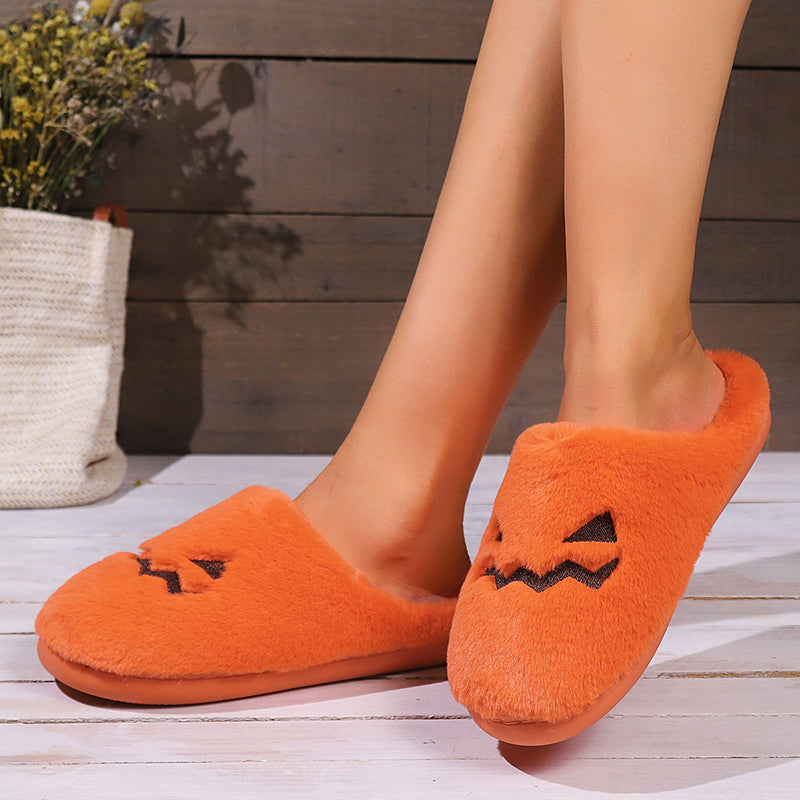 Pumpkin Grin | Pumpkin Halloween Slippers For Women