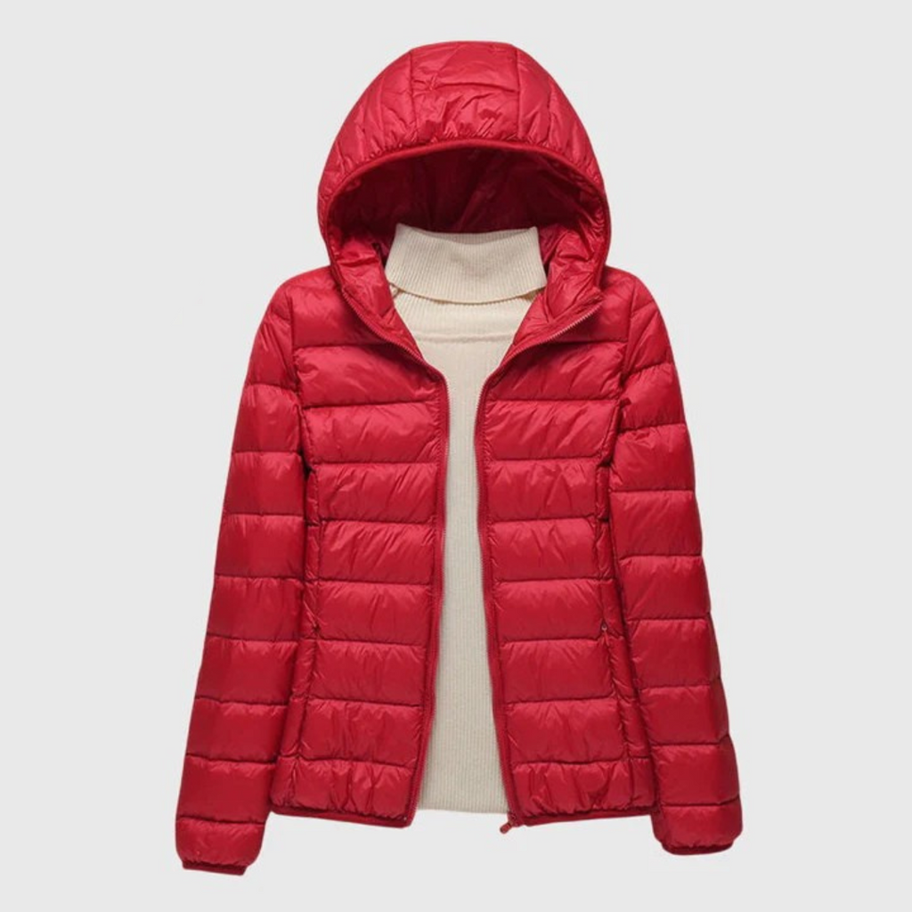 Lightweight Hooded Quilted Puffer Jacket with Front Zip