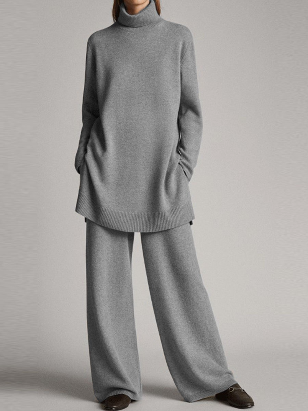 Florence Attwood | Blue Turtleneck Sweater Two-Piece Set