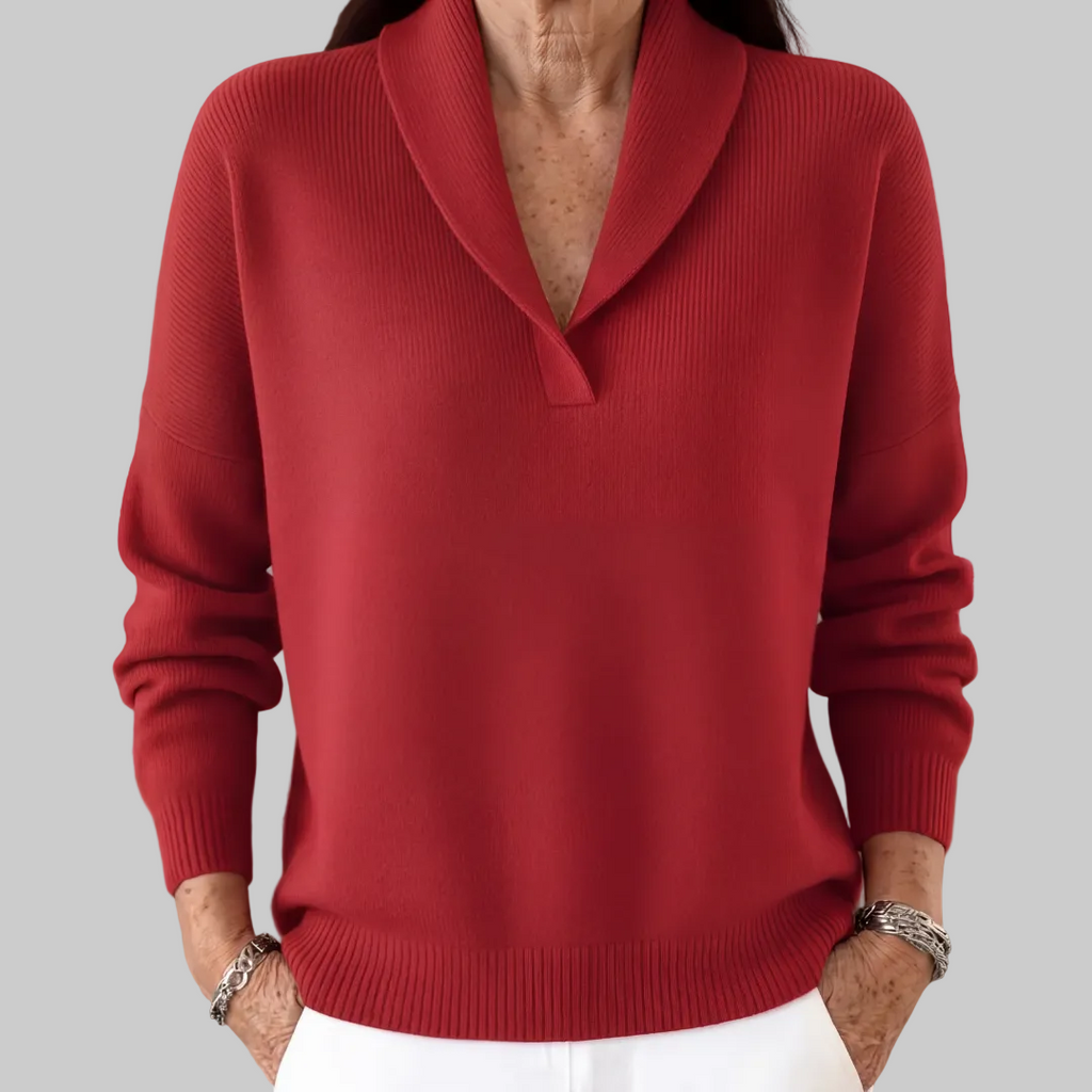 Relaxed Fit Shawl Collar Knit Jumper