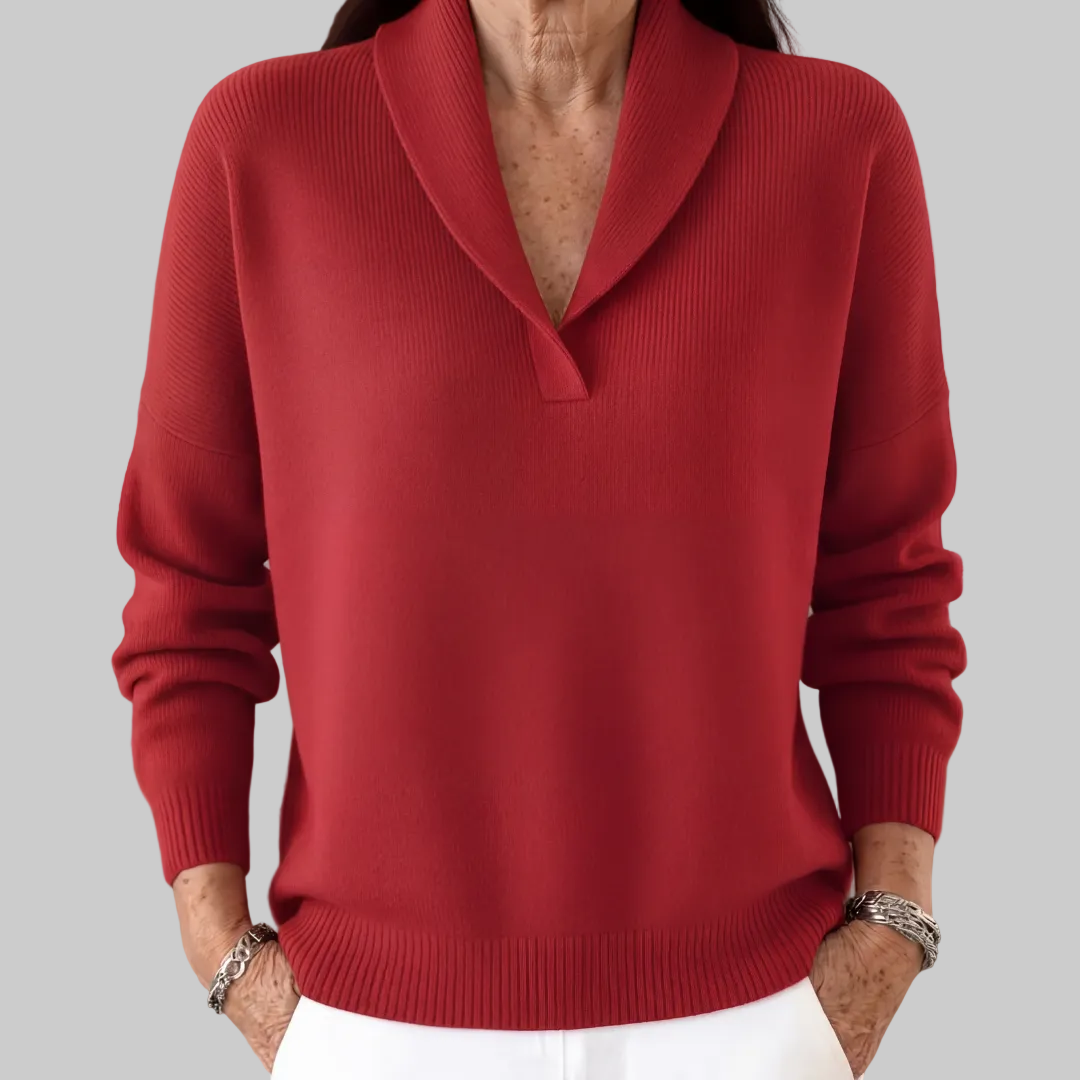 Relaxed Fit Shawl Collar Knit Jumper
