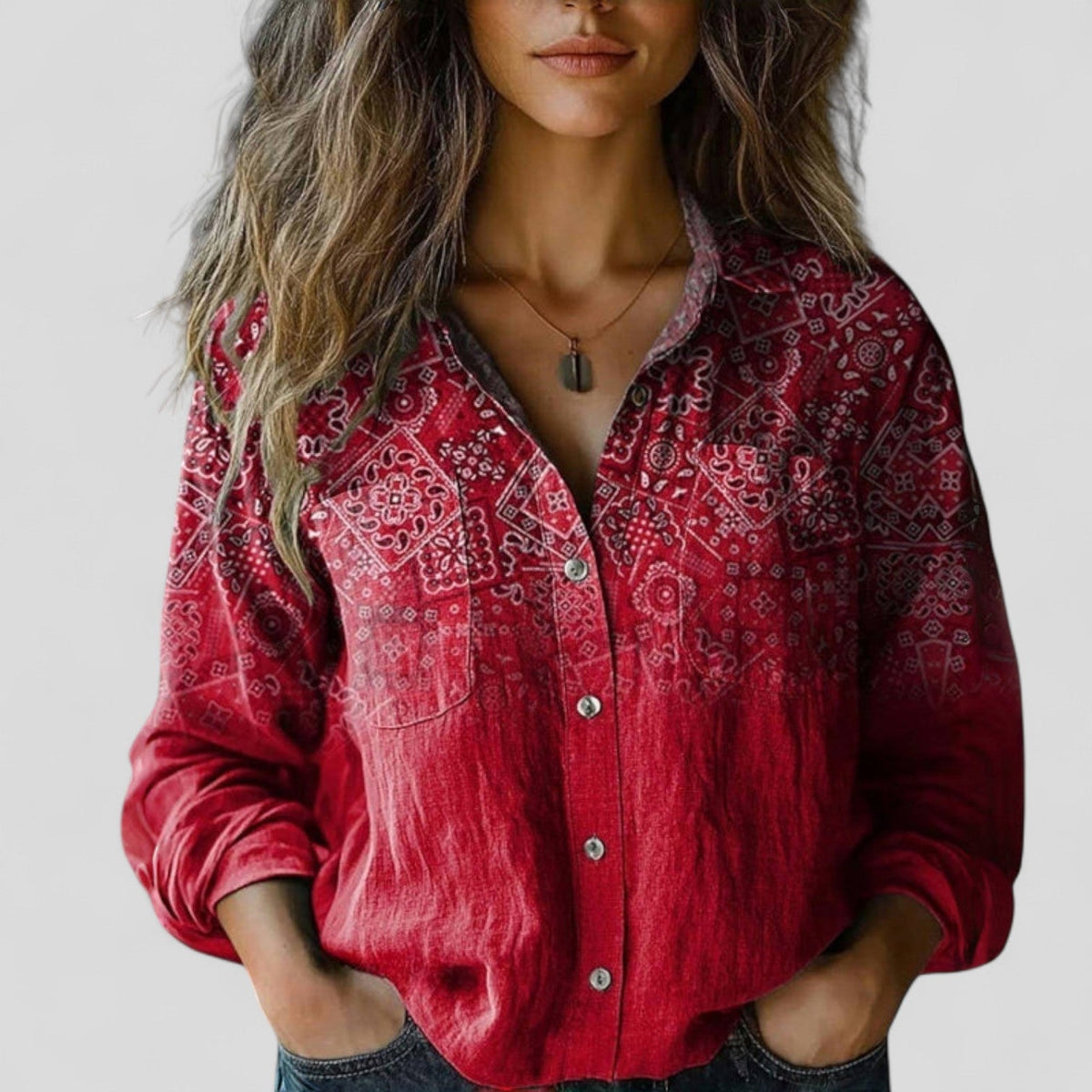 Constance Marlowe | Colour-Block Floral Patchwork Blouse