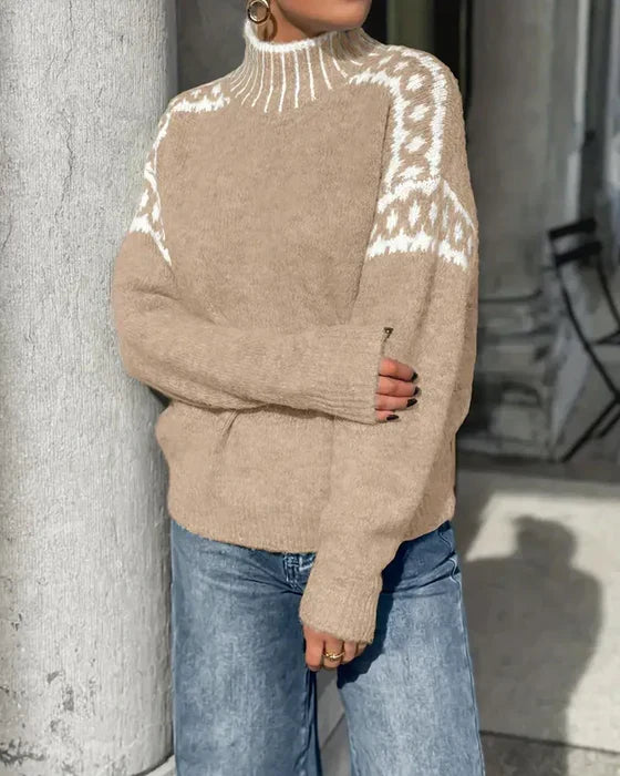Poppy Ashcroft | Cozy Patterned Turtleneck Sweater