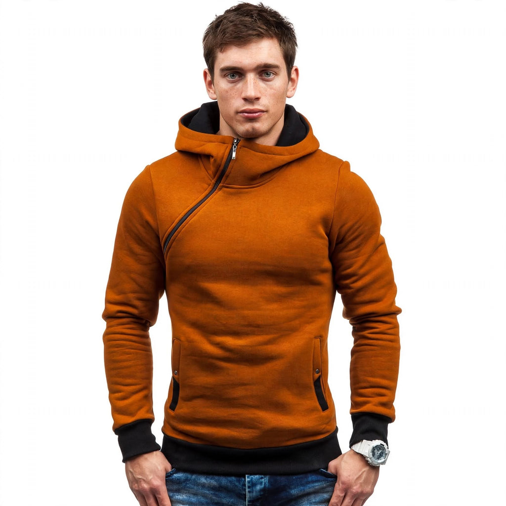 Jasper Denholm | Oblique Zip Hoodie in Burnt Orange