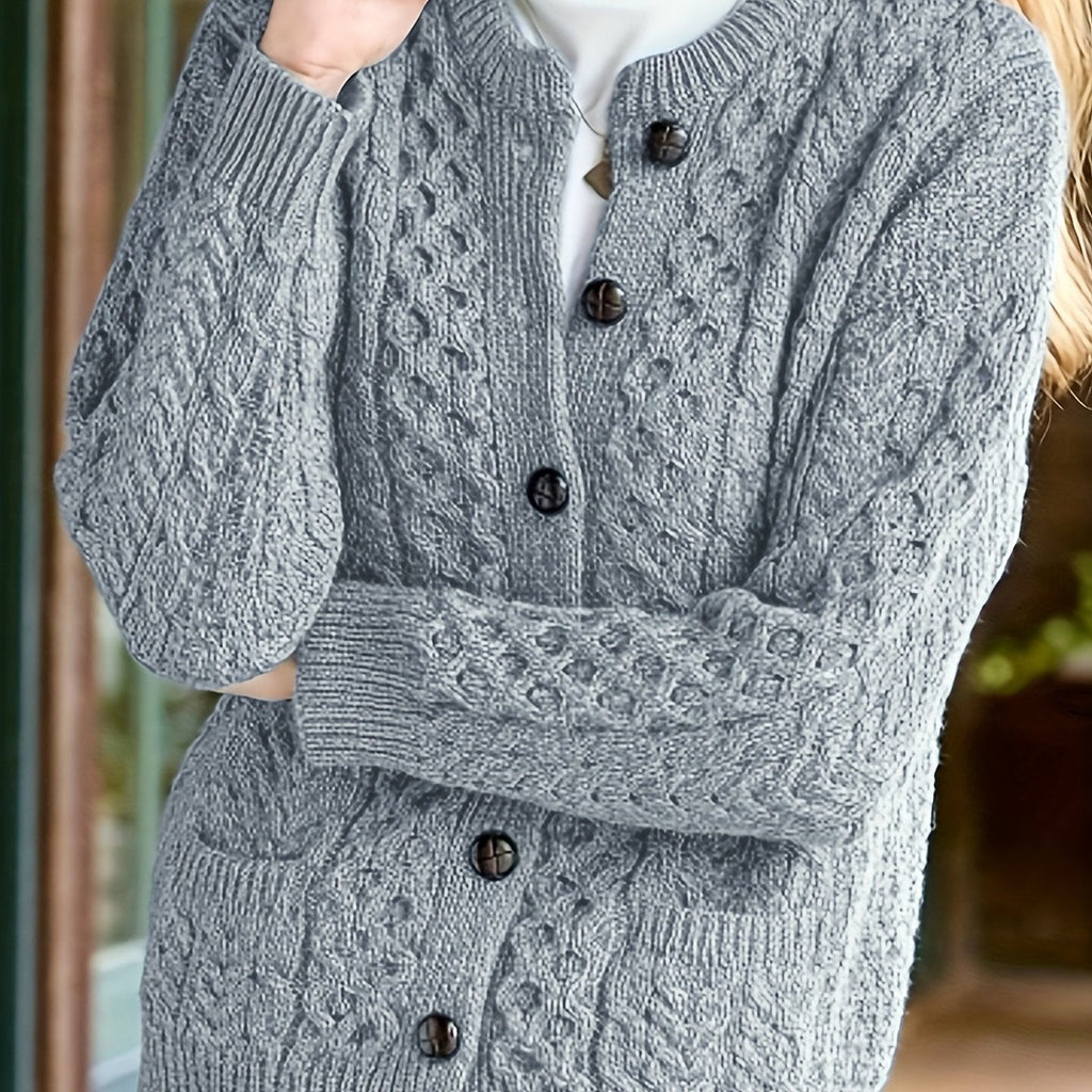 Annabel Winterbourne | Textured Button-Front Cardigan