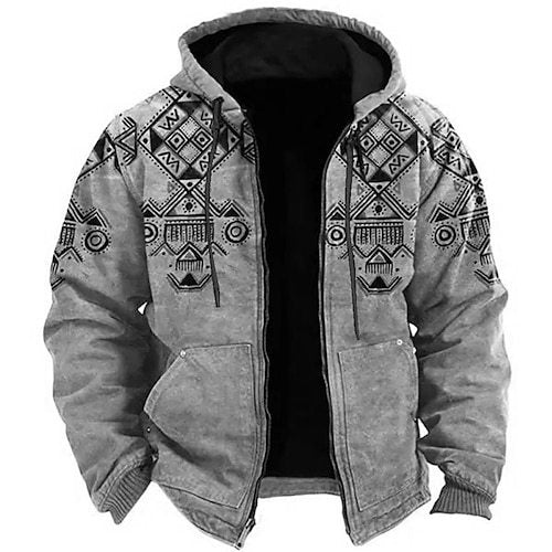 Arthur Turner | Aztec Print Hooded Mens Jacket with Zip Closure