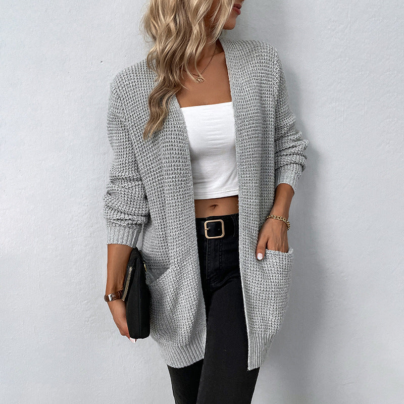 Rebecca Hartley | Grey Waffle-Knit Longline Cardigan