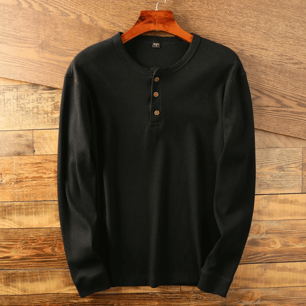 Ellis Turner | Ribbed Henley Neck Long Sleeve Shirt