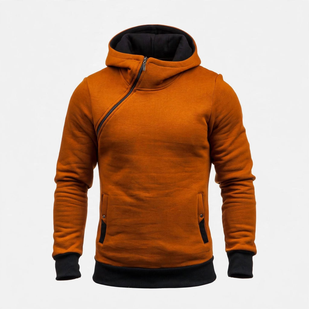 Jasper Denholm | Oblique Zip Hoodie in Burnt Orange