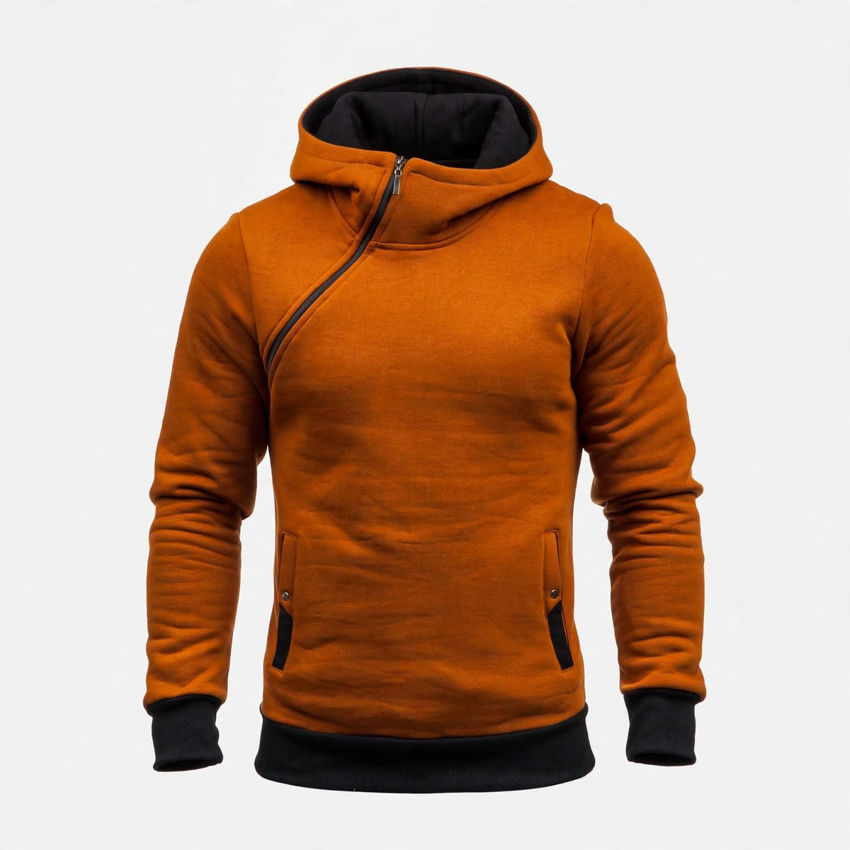 Jasper Denholm | Oblique Zip Hoodie in Burnt Orange