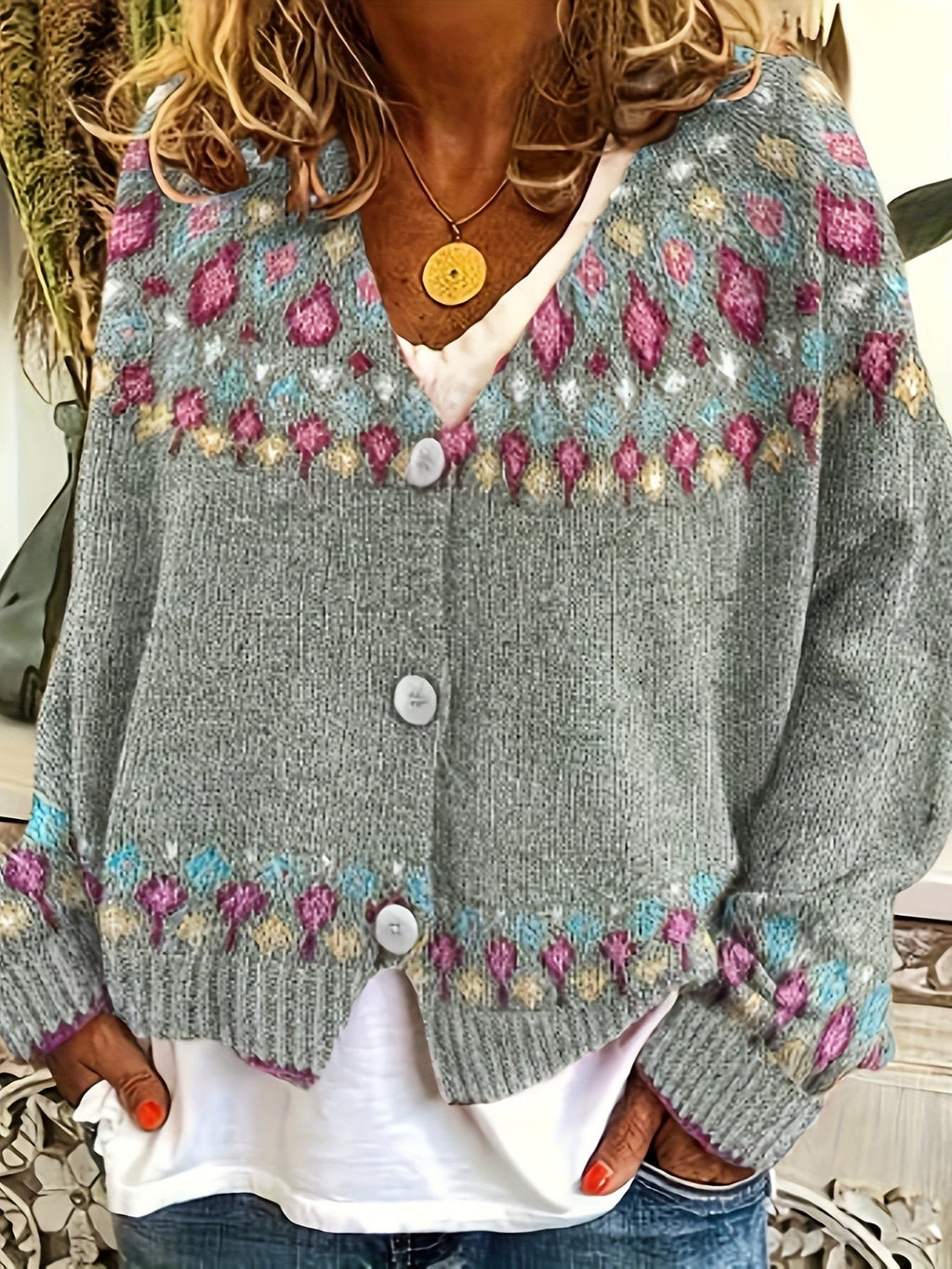 Rhiannon Williams | Nordic Patterned Knit Cardigan