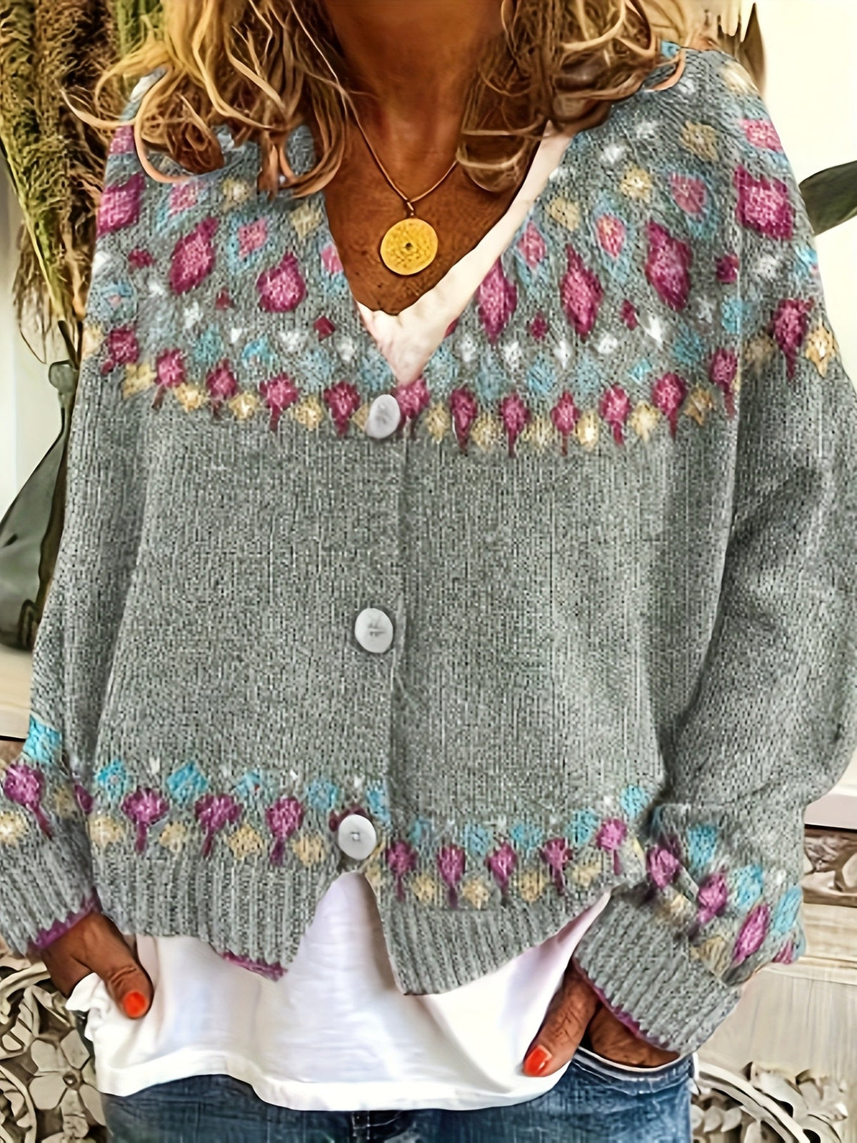 Rhiannon Williams | Nordic Patterned Knit Cardigan
