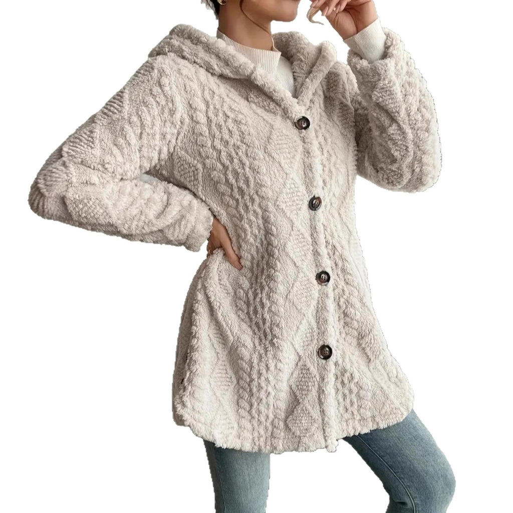 Tabitha Wilson | Hooded Textured Faux Fur Longline Cardigan