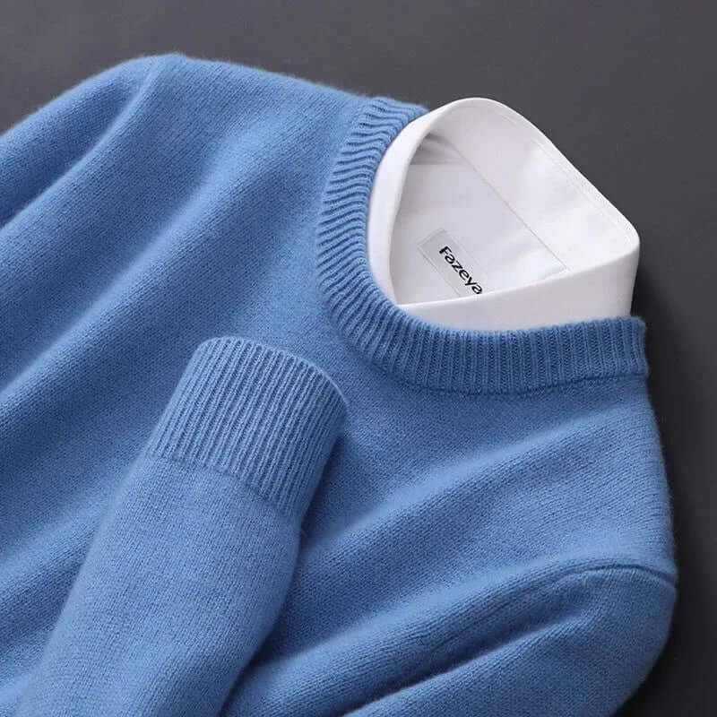 Theodore Evans | Cream Ribbed Knit Sweater for Men
