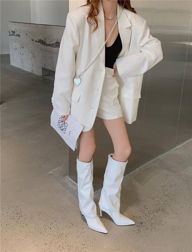 Phoebe Ainsley | Patent Leather Knee-High Stiletto Boots