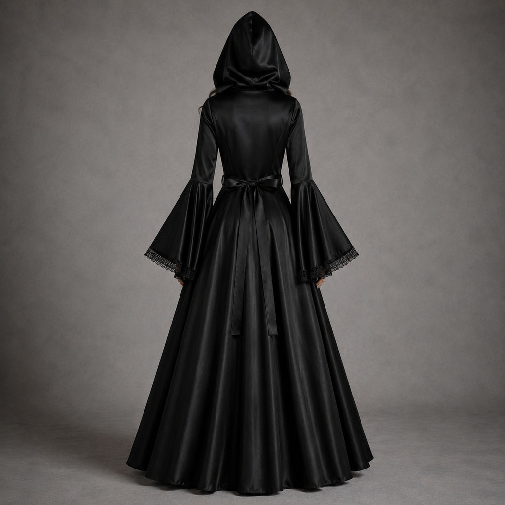 Isla Redmayne | Hooded Witch Halloween Dress With Bell Sleeves
