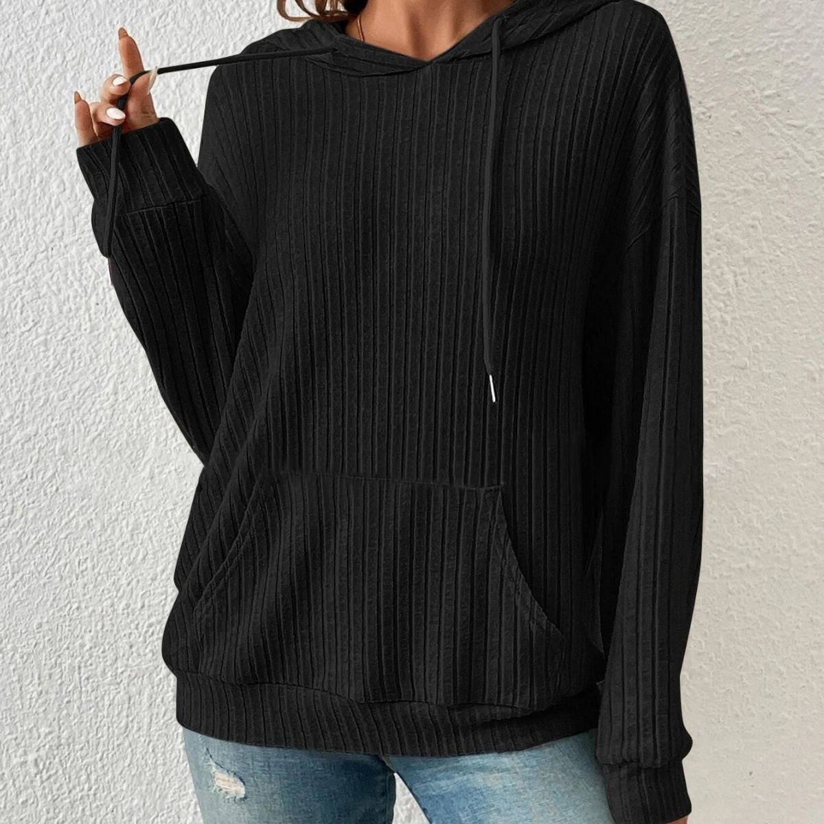 Georgina Pike | Sage Green Ribbed Knit Hoodie For Women