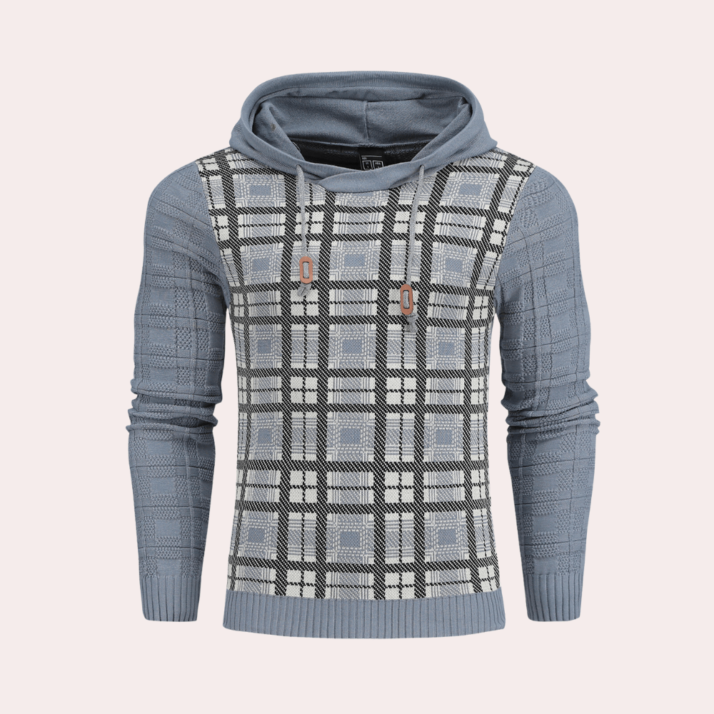 Hugo Sinclair | Checkered Knit Hooded Sweater