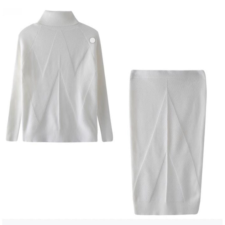 Edith Clarke | Turtleneck Knit Sweater & Midi Skirt Set