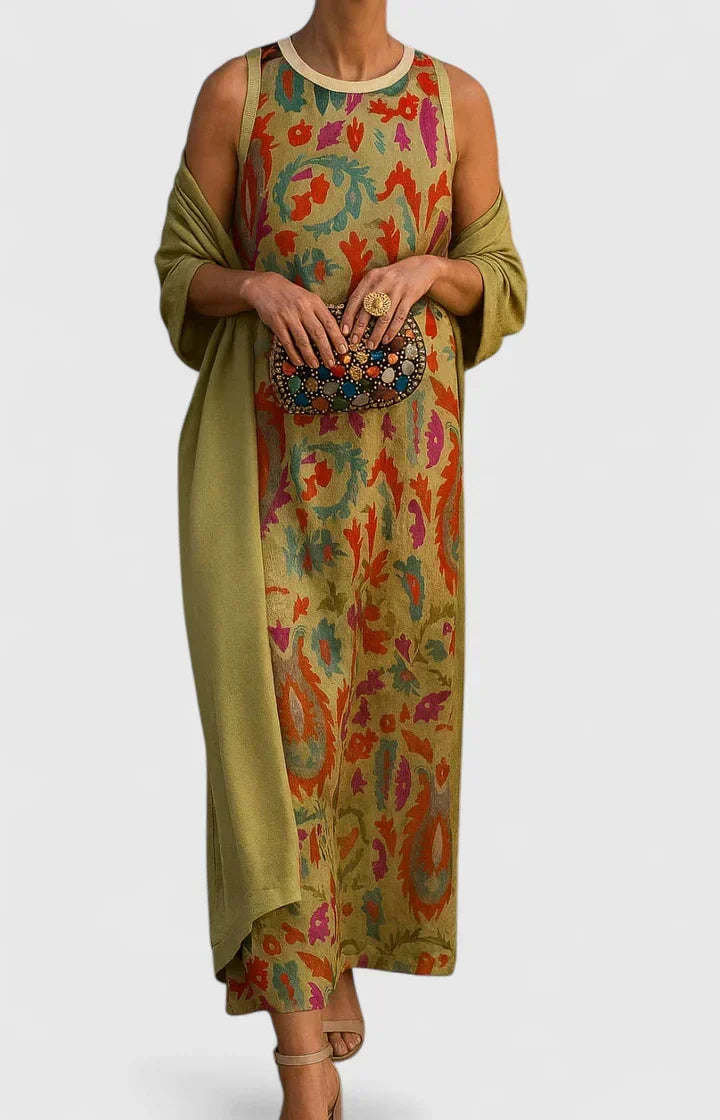 Georgina Wexford | Ikat Print Maxi Dress With Matching Stole