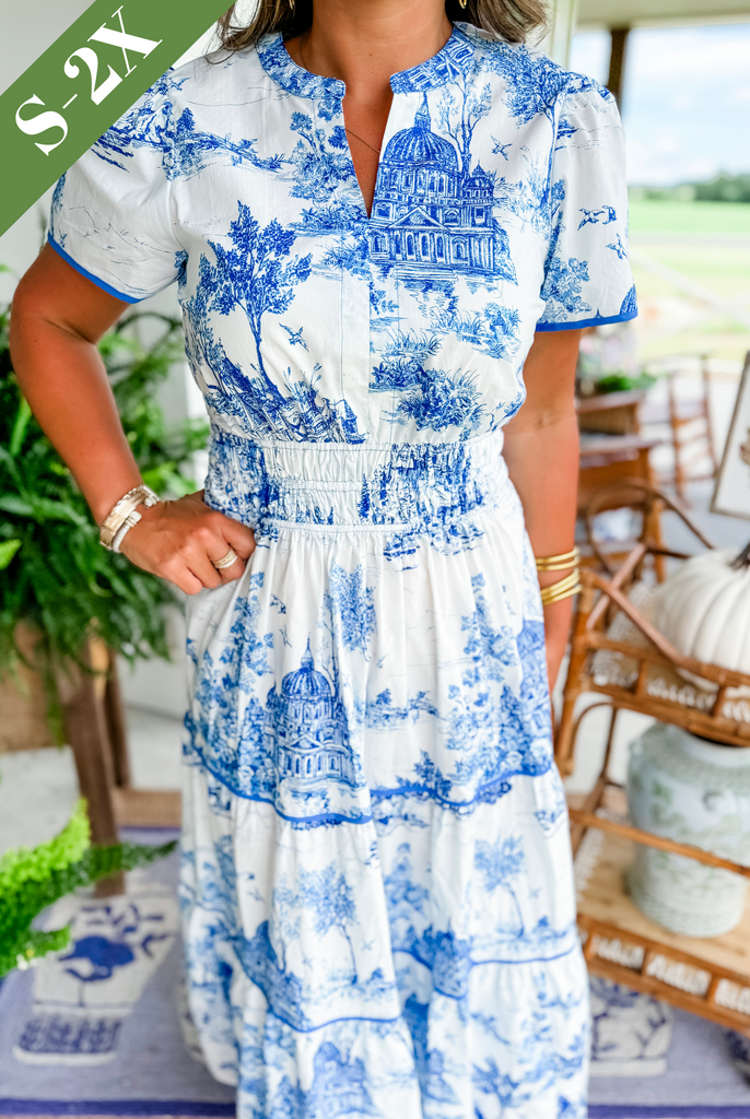 Constance Whitmore | Toile Print Tiered Maxi Dress