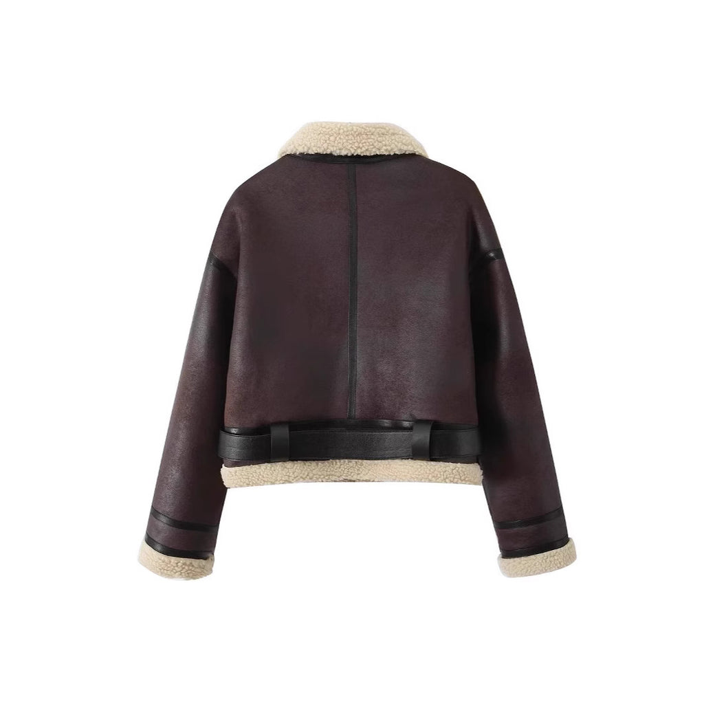 Beatrice Hughes | Cropped Shearling Aviator Jacket