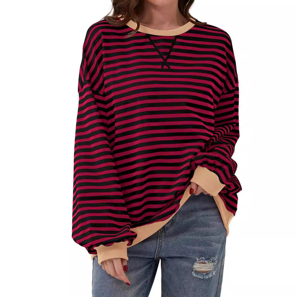 Eleanor Prescott | Striped Oversized Crew Neck Sweatshirt